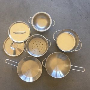 Play kitchen stainless steel set